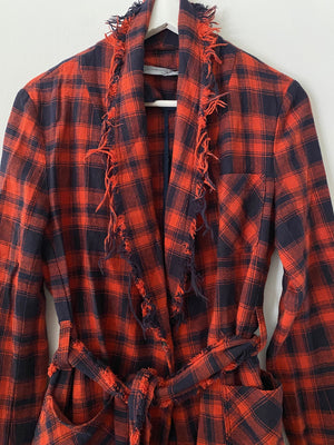 RAQUEL ALLEGRA Belted Plaid Jacket UK10-14