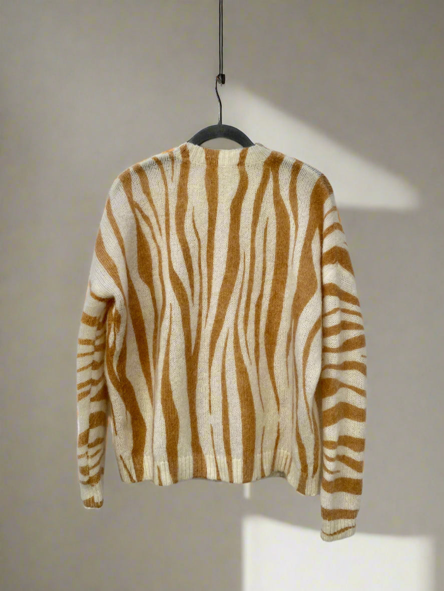 SEZANE Zebra-Print Mohair Mix Jumper XS