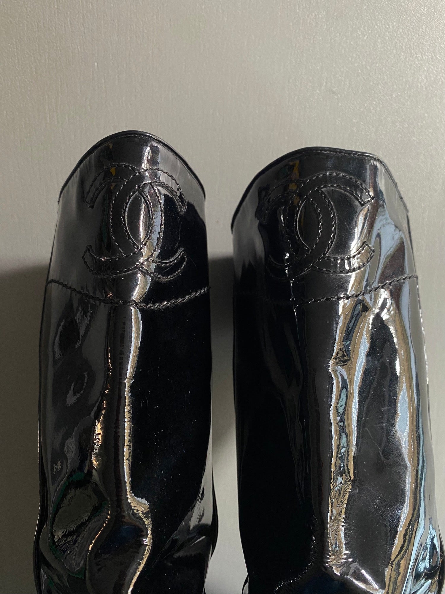 CHANEL Patent Leather Boots 38/UK5