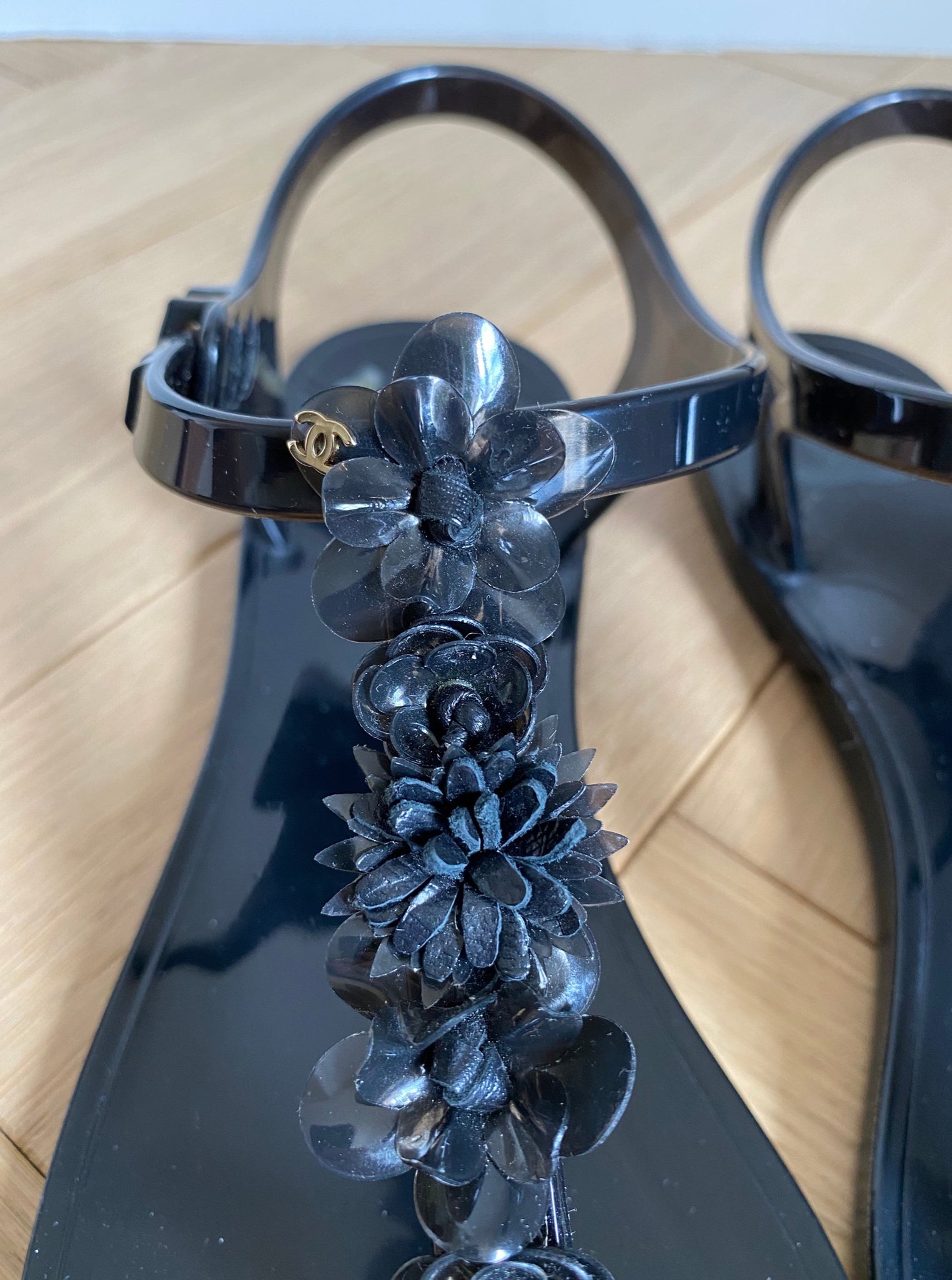 CHANEL Jelly Thong Sandals Size 41