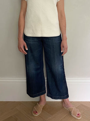 Denim Culottes and Woven Heels - Jeans and a Teacup