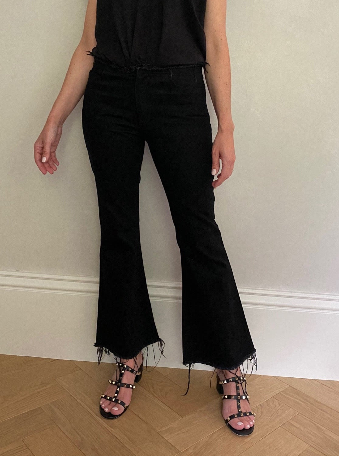 Preloved black jeans by Marques Alemeida with Valentino sandals