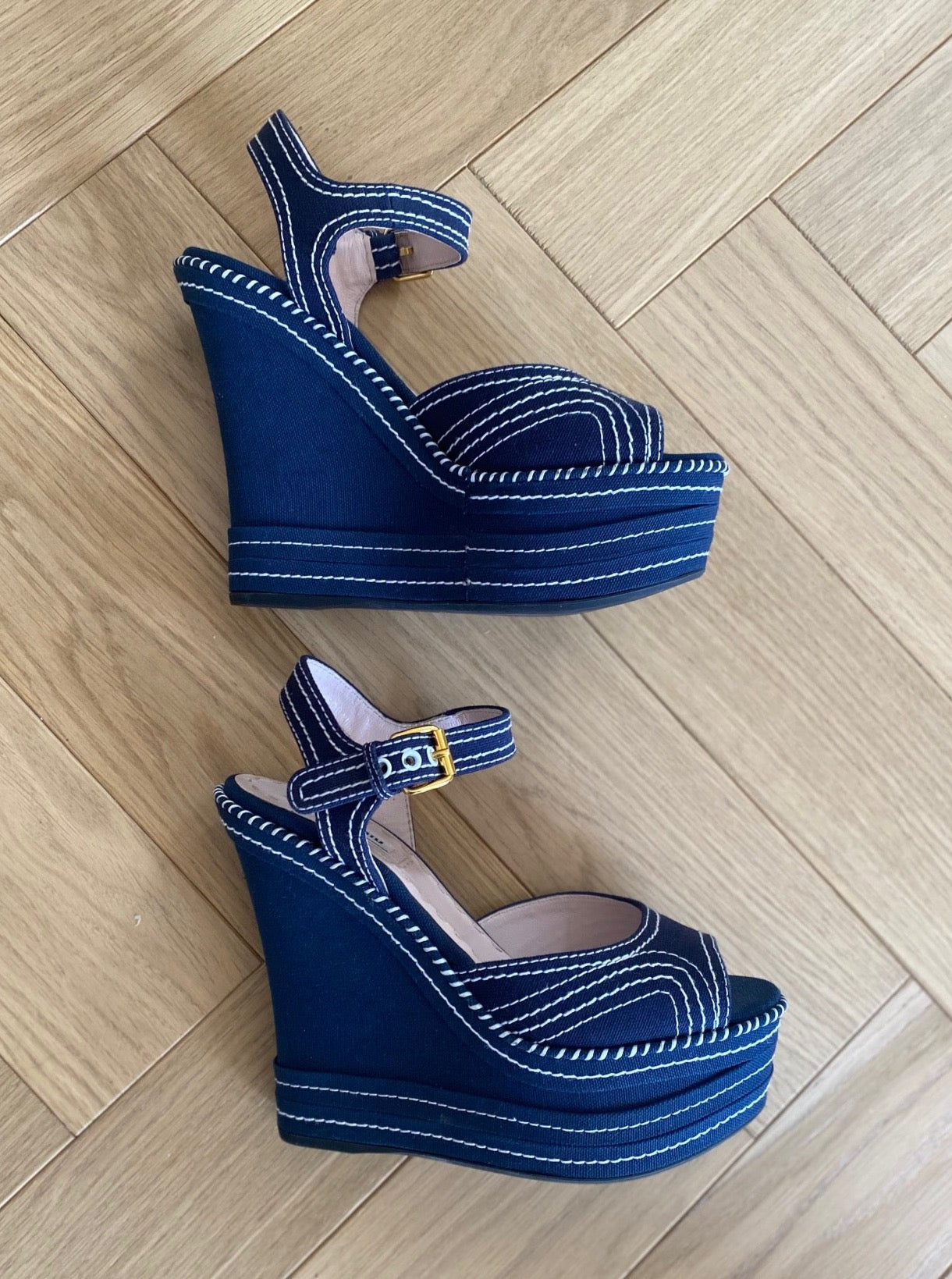 MIU MIU Wedge Sandals Size 37.5